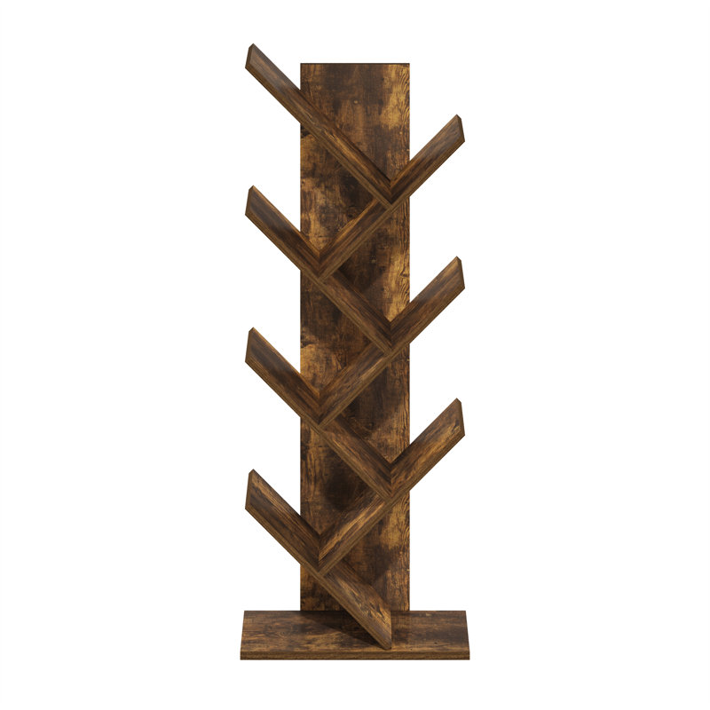 Nasrul 100cm H x 40.01cm W Step Bookcase, Rustic Brown