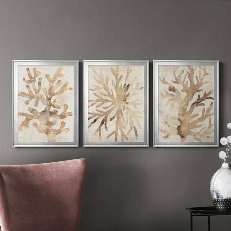 Parchemin corail I, reproduction encadrée de qualité supérieure, prête à être accrochée, H 36,5 po x l 79,5 po x P 1 po