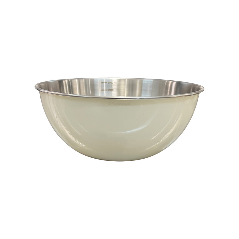 Buckingham Deep Mixing Bowl Cream Colour Coated Stainless Steel Kitchen Bowl For Whisking Mixing & Food Preparation 23.5 Cm