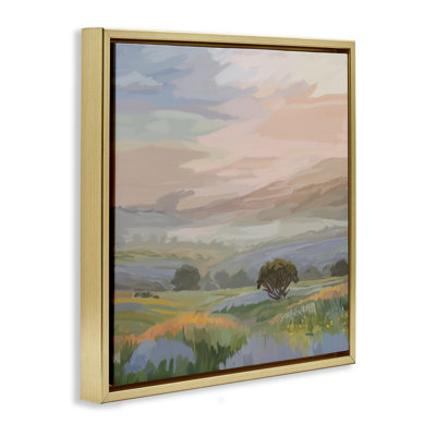 «Warm Sunrise over California Mountains», art mural sur toile flottante, design par Amelia Noyes