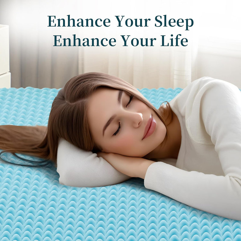 Full Mattress Topper, 3 Inch Gel Memory Foam Egg Crate Topper, Cooling Breathable Lightweight Mattress Topper for Dorm College RV Apartment Bedroom