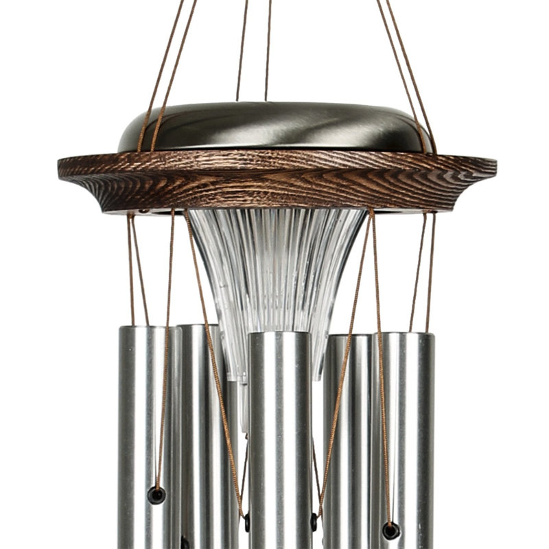 Silver Solar-Powered Metal Wind Chime for Garden Decor