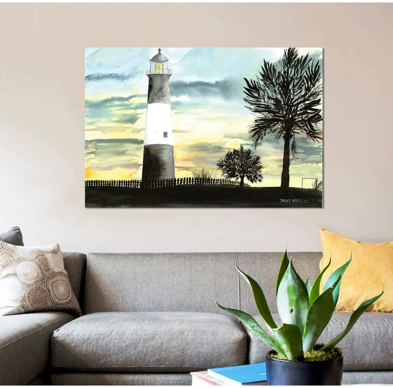 « tybee island phare », reproduction d’impression sur toile, H 18 po x l 26 po x P 1,5 po, Toile tendue, Pas de tapis