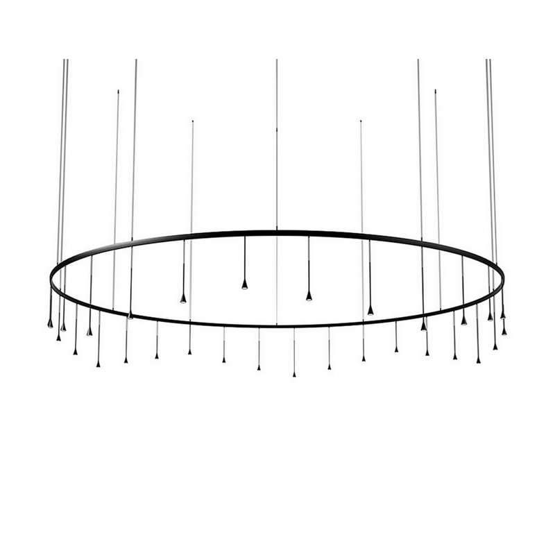 Skybell - Luminaire suspendu circulaire à intensité variable S / 30L / 40 à DEL - 0 / 1-10V / DALI / Luminaire à pousser - Cloche de 45 cm / 55 cm / 65 cm - Noir ébène