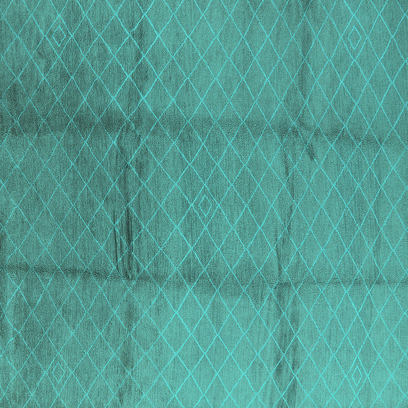 Tapis oriental bleu en laine / polyester tissé à la machine Edelt, Carré 3 pi