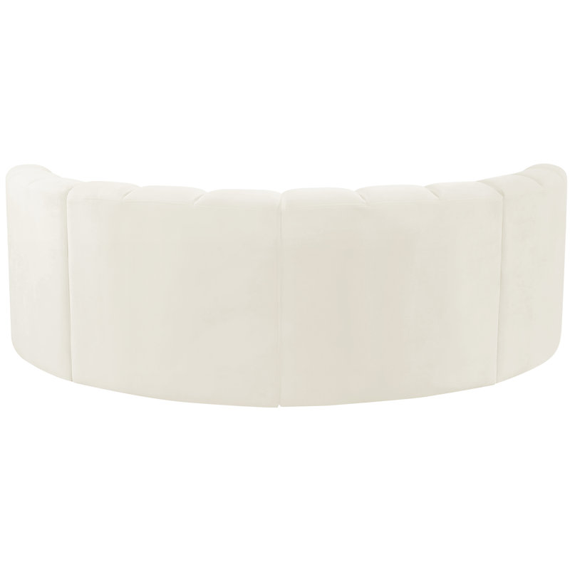 Hiten Upholstered Curved Sectional Reversible, Cream Velvet