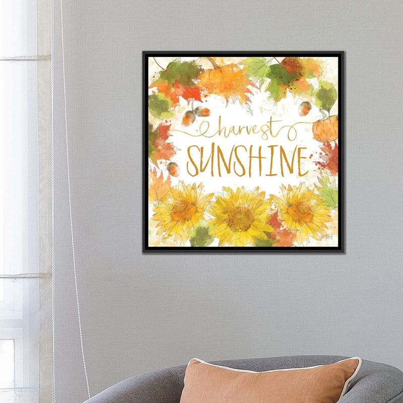 « harvest splash iii », art textuel sur toile, H 18 po x l 18 po x P 1,5 po, Toile avec cadre noir, Pas de tapis