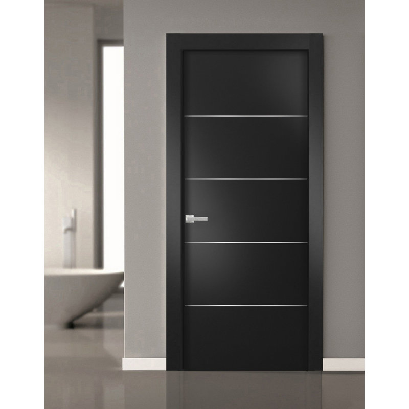 Porte noire standard en bois Planum, 24 po x 84 po