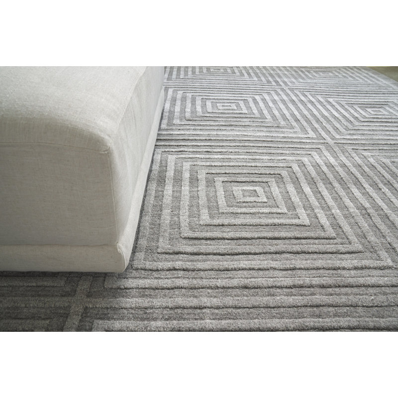 Castelli Geometric Area Rug in Charcoal, Rectangle 10' x 14', Gray
