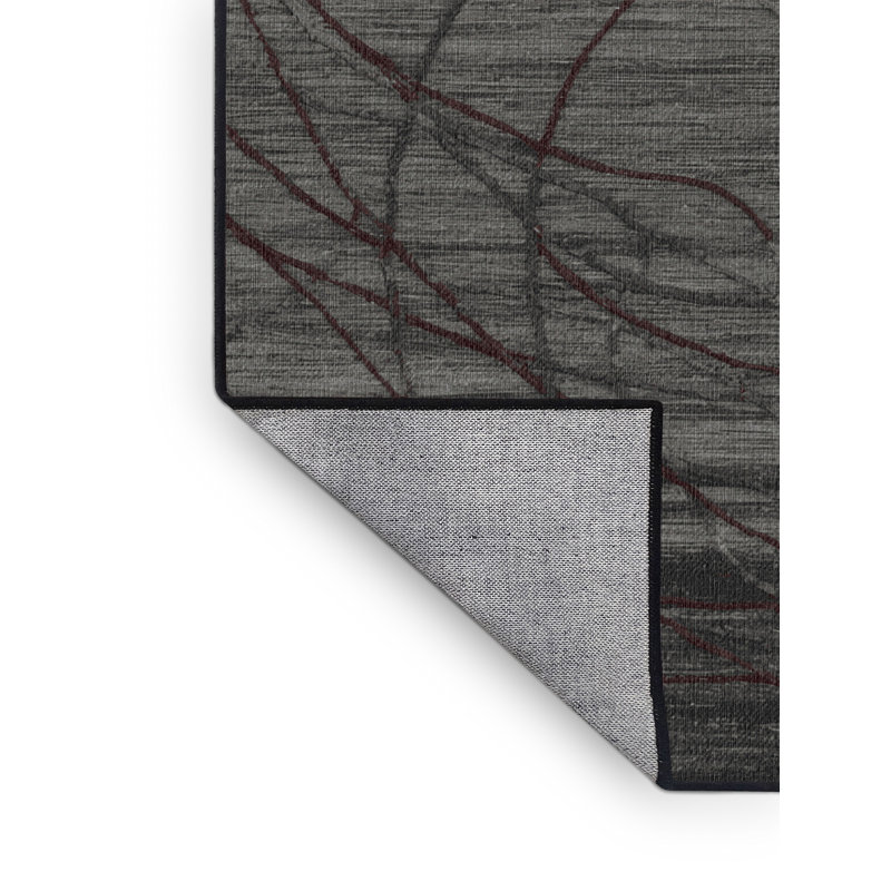 Tapis noir lavable à la machine, Rond 5 pi