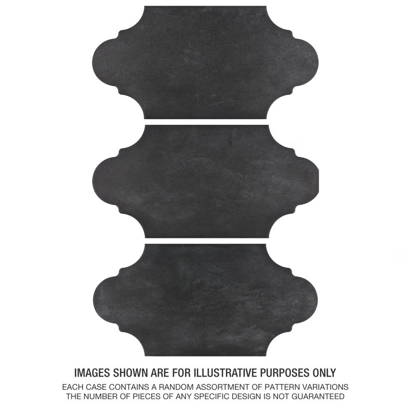 Alhama Provenzal 6" x 13" Porcelain Stone Look Wall & Floor Tile, Black