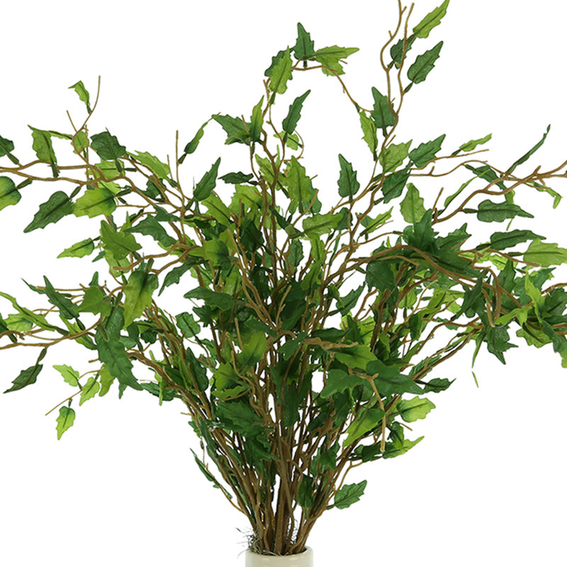 Organic Modern Smilax Arranged In A Ceramic Leaf Vase