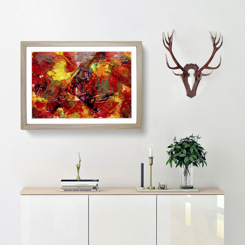 Abstract Art Painting Vol.215 by S.Johnson - Picture Frame Painting Print, Oak Framed, 36cm H x 48cm W x 2cm D