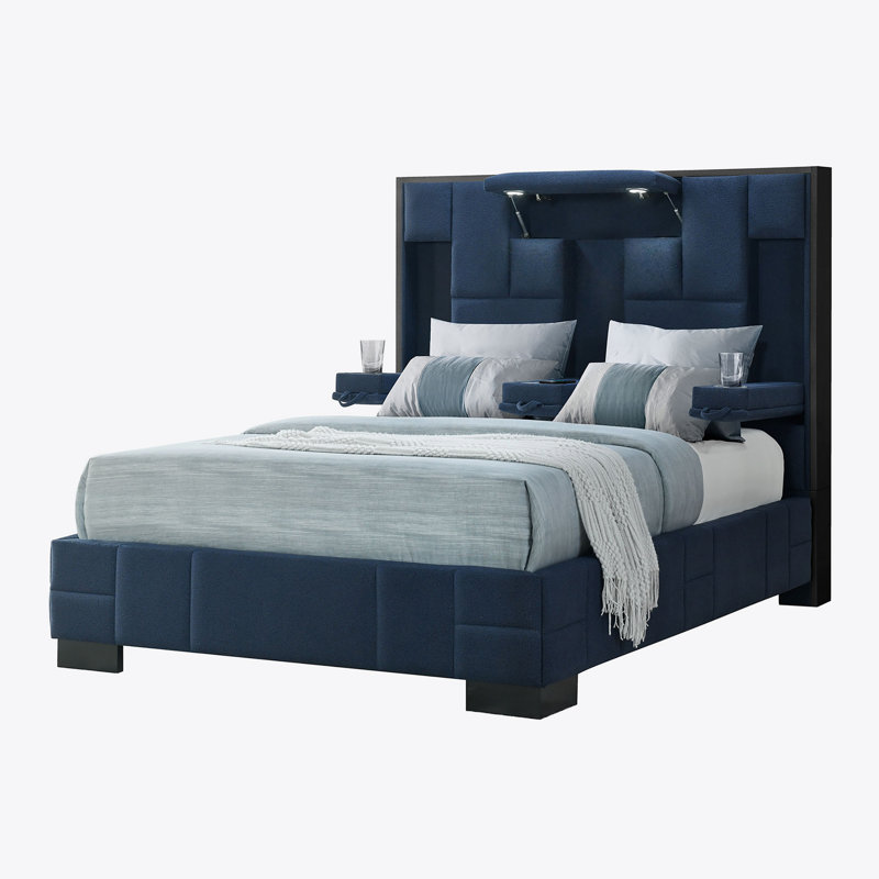 Bed, Navy Blue, Queen