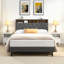 Base de lit tapissier grand format avec tête de lit moderne en tissu capitonné-664725478