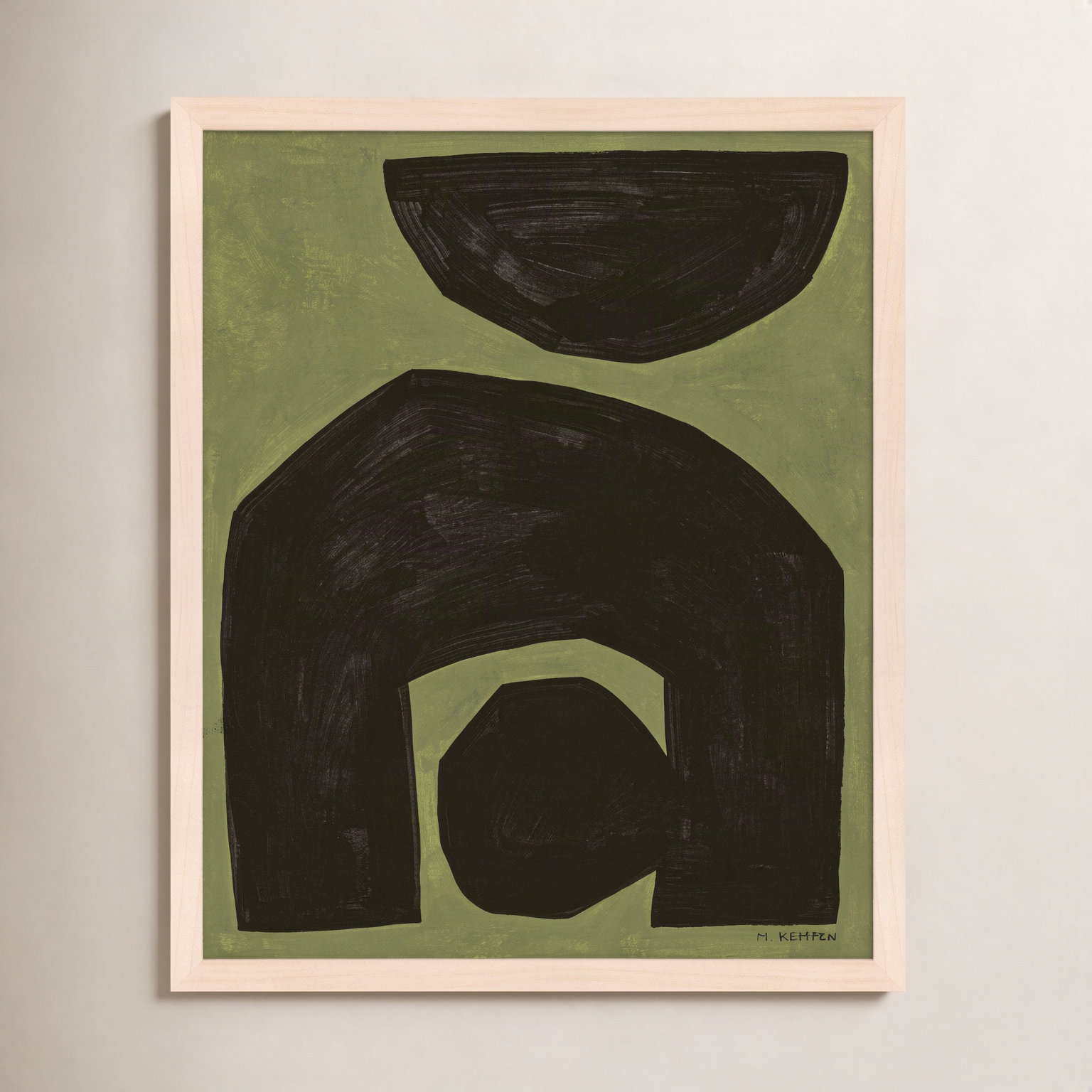 Lyndsey "Module on Green 2" Painting, Yellow, 20" H x 16" W x 1.25" D