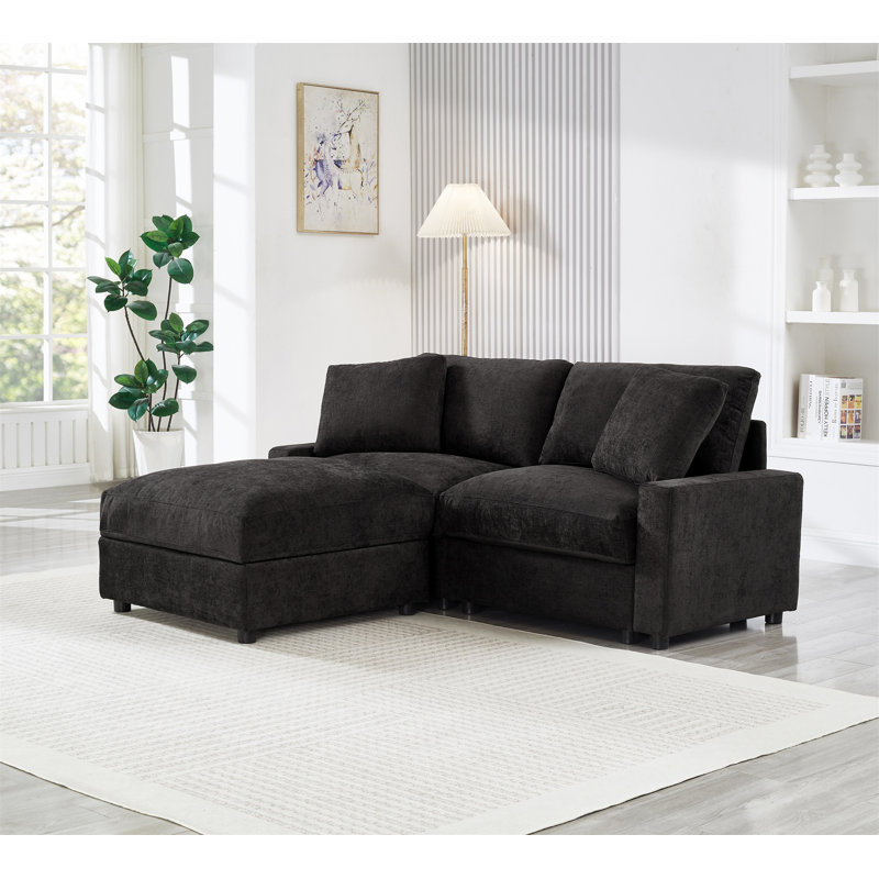 Canapé modulaire 72,05 po L, Black Polyester, 30.31" H x 72.05" W x 61.42" D