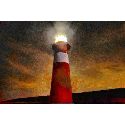 " Painted Red Lighthouse In Dark "