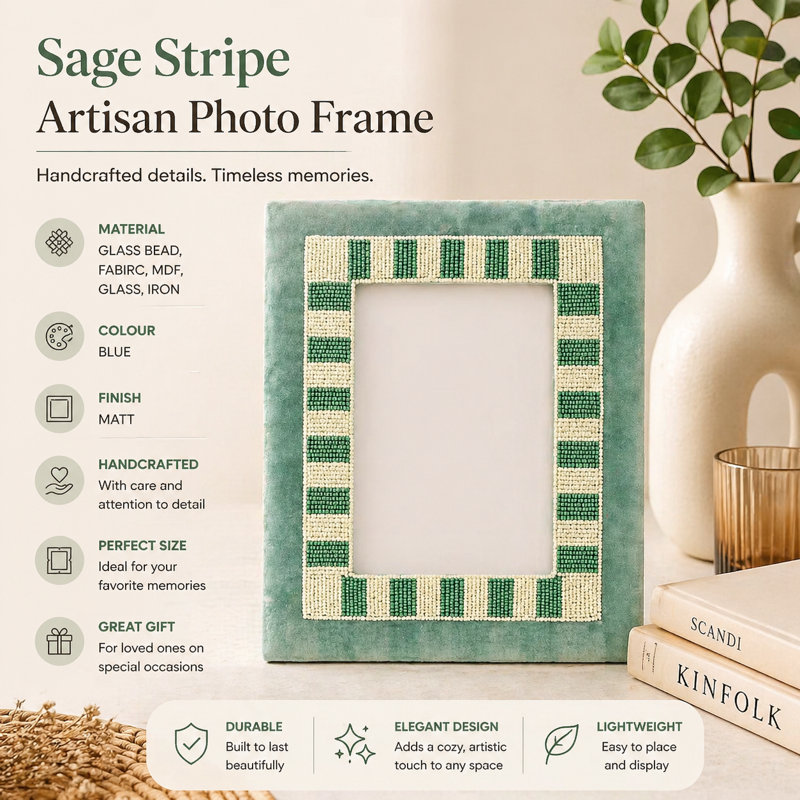 Beads Picture Frame, Teal/White