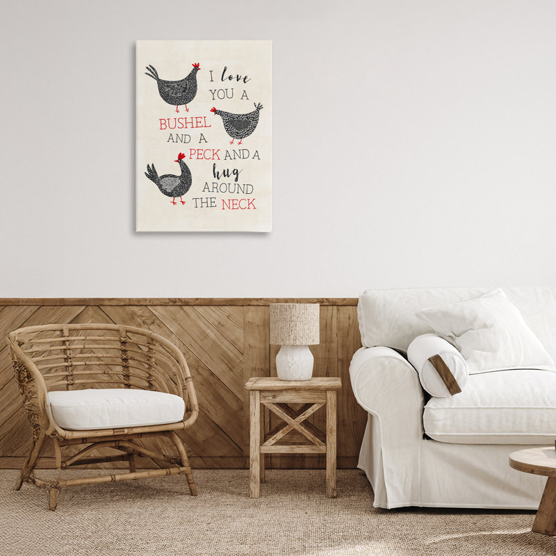 Love You A Bushel with Chickens Canvas, conception de JJ Design House LLC, H 24 po x l 16 po