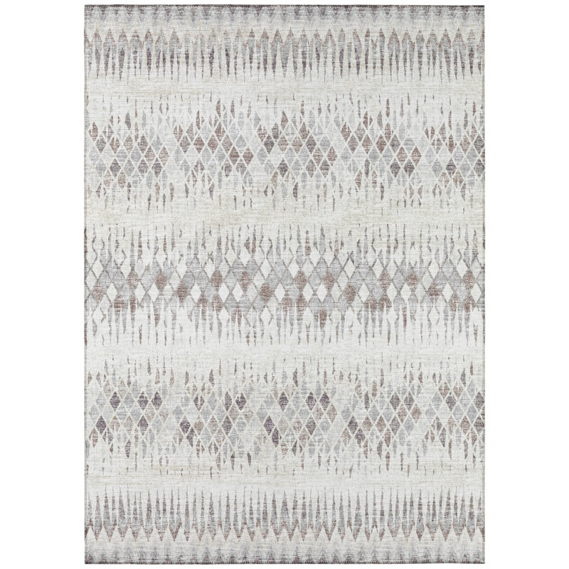 Tapis géométrique beige tissé à la machine, Rectangle 10 pi x 14 pi