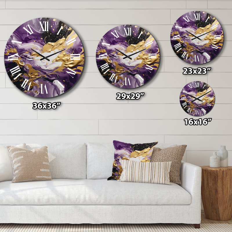 Horloge murale mauve et mauve, Grand