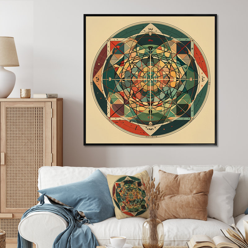 Sacrée mystère rétro Alchimie mandala I sur toile, H 30 po x l 30 po, Cadre flottant noir