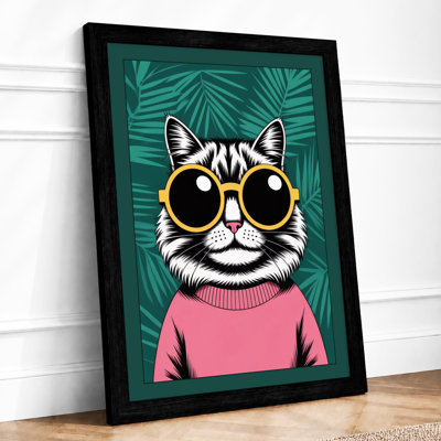 Cool Cat in Shades Modern - Framed Print