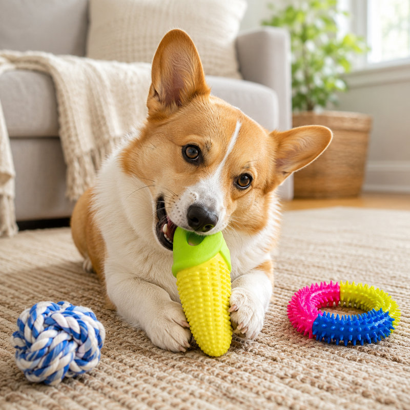 Ensemble de jouets à mâcher pour chien - paquet de 15/18 / 19 paquet avec corde de coton, os en caoutchouc et balles de récupération, jouets de remorquage interactifs pour chiens de taille moyenne, dentition et soins dentaires (multicolore)