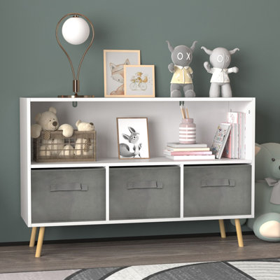 Bibliothèque pour enfants avec tiroirs pliables en tissu H 23,62 po x l 35,43 po