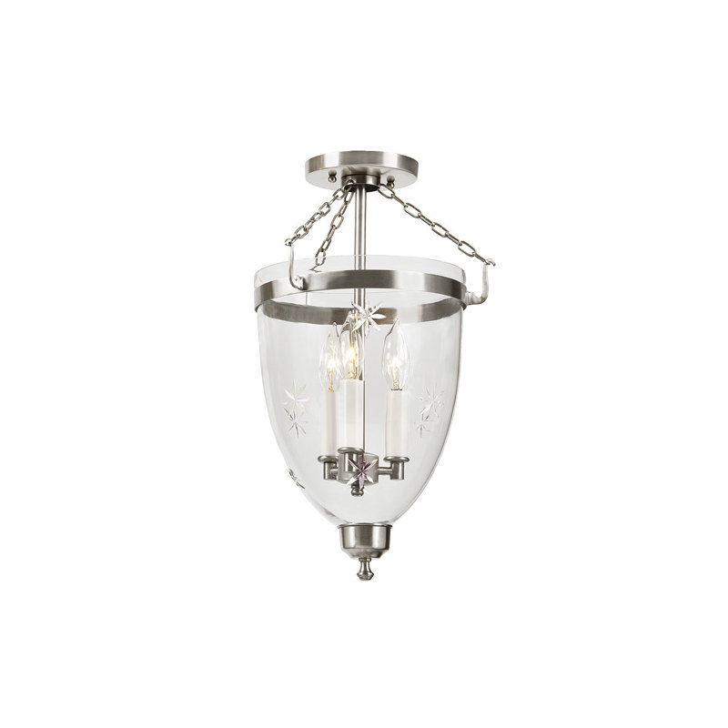 Pateros 3 - Bulb Outdoor Semi Flush Mount, 18" H x 11" W, Pewter