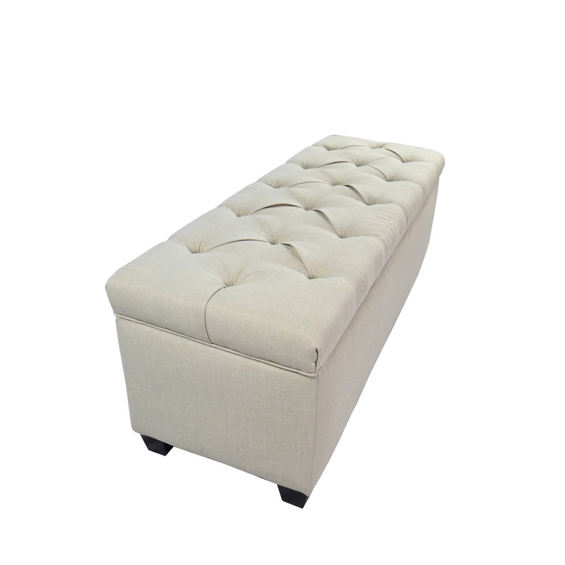 Aliana Shoe Storage Bench, Beige, 18" H x 18.5" W x 53" D