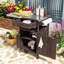 Chariot de cuisine d'extérieur avec plateau en acier inoxydable, armoire de rangement en bois de sapin massif et abattant pliable-120107487