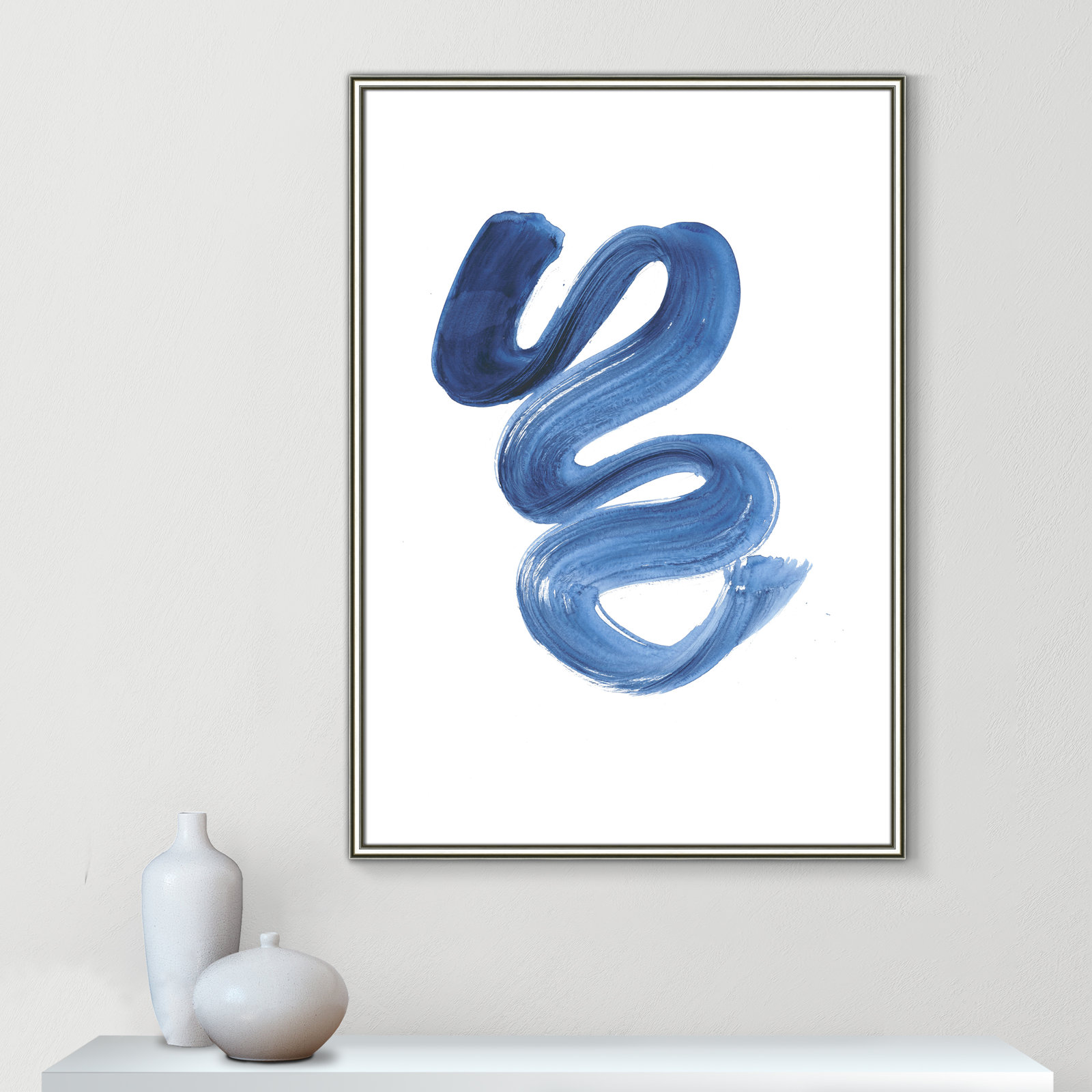 Coppola "Slinky Indigo II" Print by Filippo Ioco, Silver Framed Paper, 41.5" H x 29.5" W x 0.88" D
