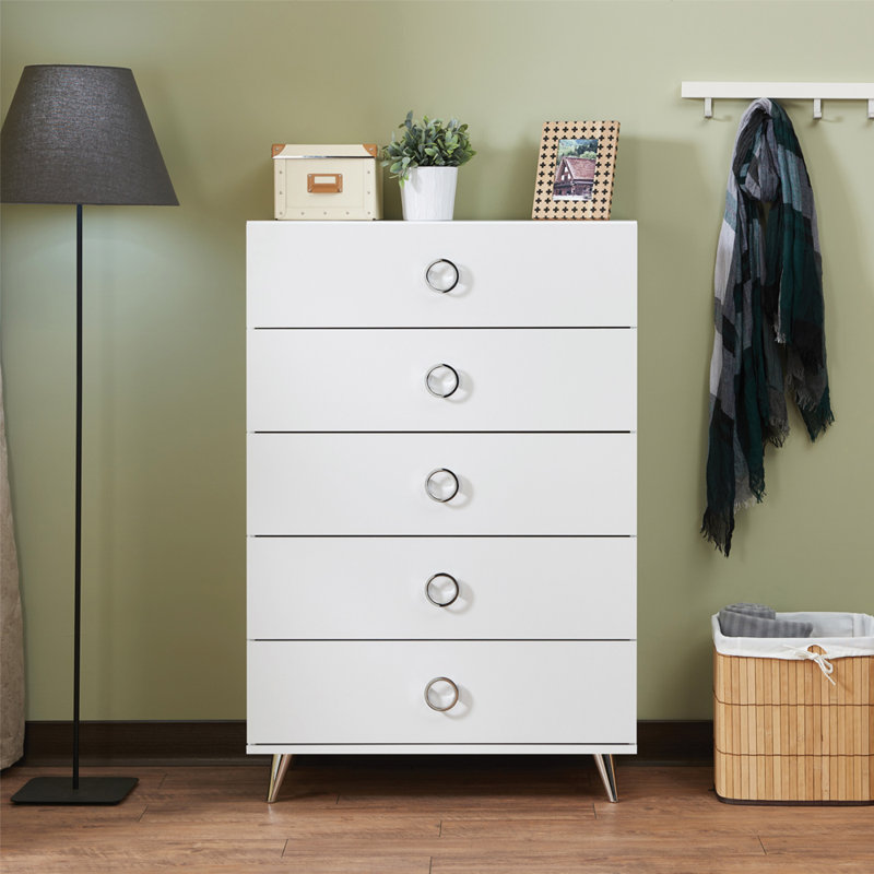 Commode à cinq tiroirs, Blanc