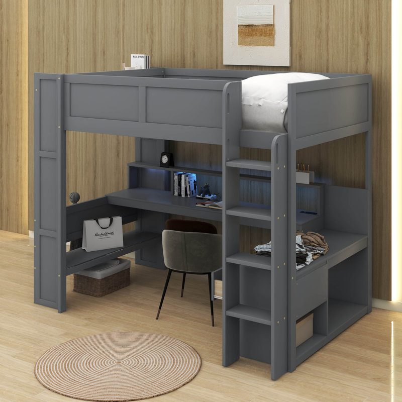 Lit mezzanine double avec bureau
