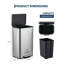 Poubelle en acier inoxydable de 13 gallons, poubelle de cuisine rectangulaire avec couvercle à fermeture en douceur silencieuse et seau intérieur amovible, poubelle commerciale pour le salon de la maison, argent