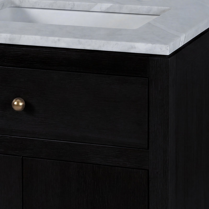 Celine 24 po W Meuble-lavabo en marbre brun café antique, Brun