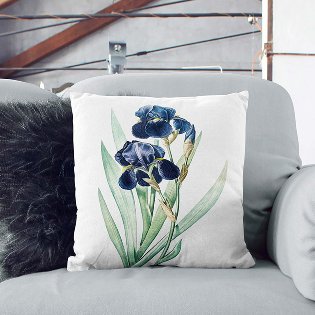 German Iris Flowers by Pierre-Joseph Redoute Cushion with Filling