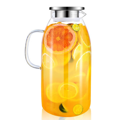 Glass Pitcher, 105 Oz Large Pitcher with Lid, Glass Water Pitcher with Handle and Lid