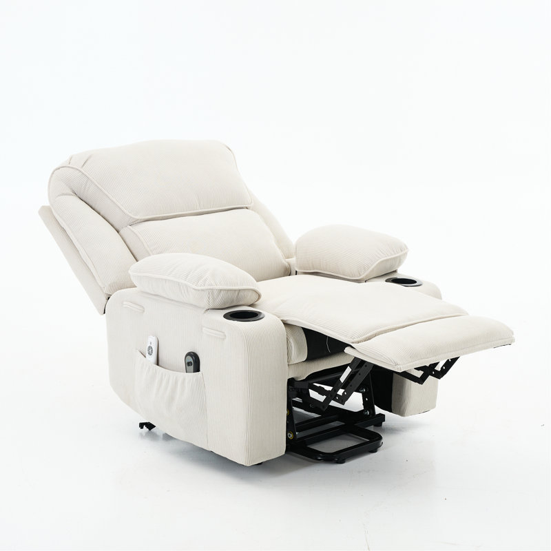Remote-Controlled Heating And Massage Assistive Recliner For Seniors, Ivory