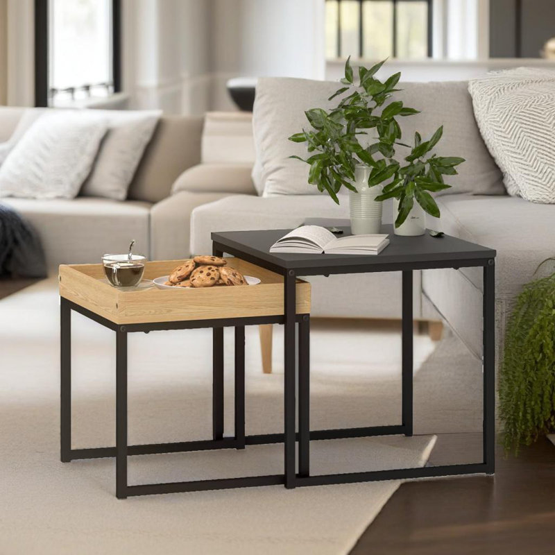 Ansil 2PC Industrial Nesting Tables Living Room Furniture 
