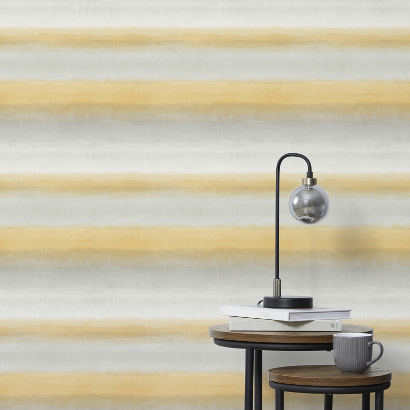 Freya Yellow Washed Stripe Wallpaper