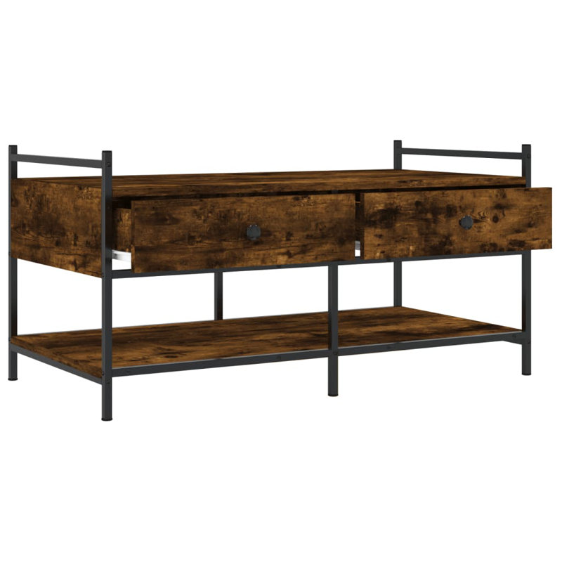 Hoch Four Leg Coffee Table with Storage, Smoked Oak