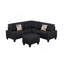 Canapé modulaire 6 pièces, noir-1900565424