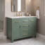 Meuble-lavabo moderne vert sur pied de 91 cm (36 po) avec lavabo en céramique, structure en bois massif, 4 tiroirs et 2 armoires de rangement. Robinetterie non incluse.-131217707