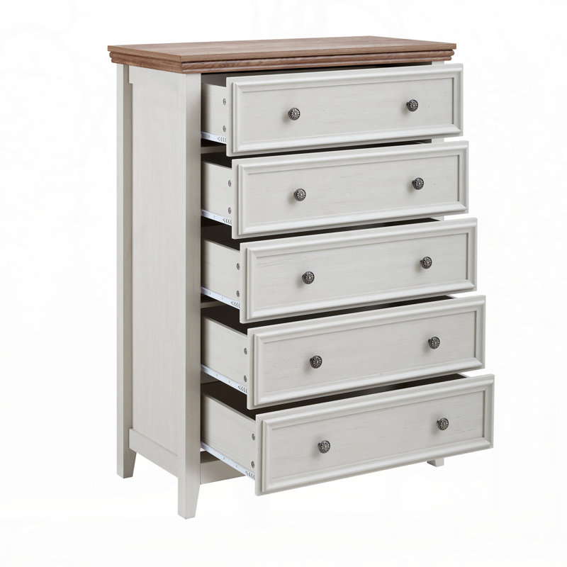 Commode 5 tiroirs Modern, commode 5 tiroirs, Beige/brun
