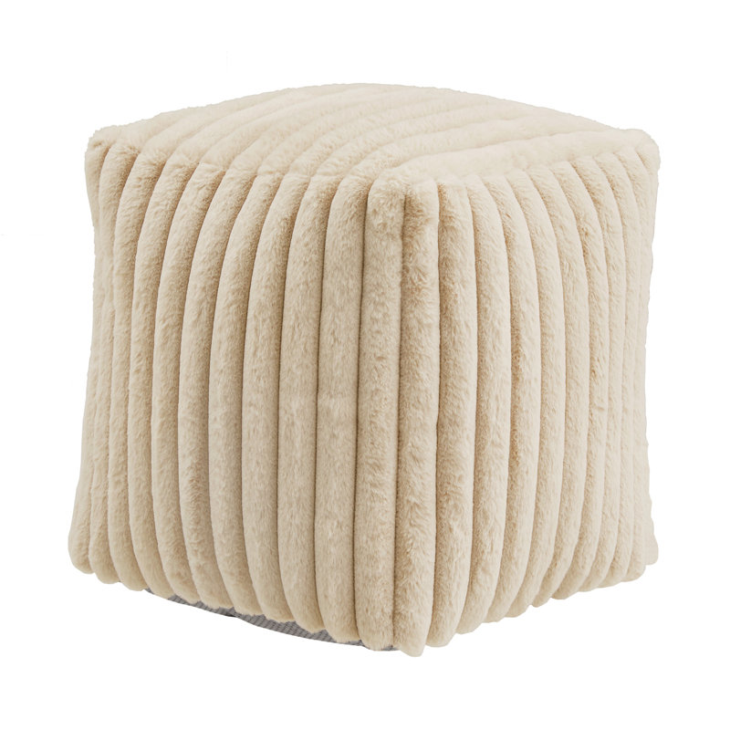 Repose-pieds Doniphan, Taupe Solid Furry Fabric
