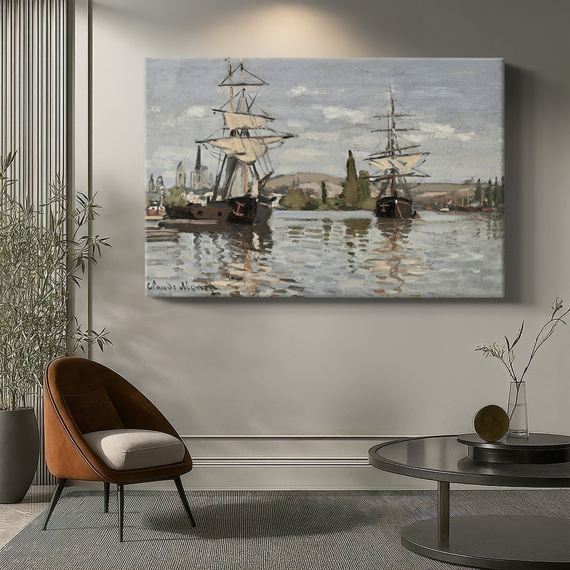 Ships at Rouen-Claude Monet-Gallery Wrapped Canvas-1872, 32x48