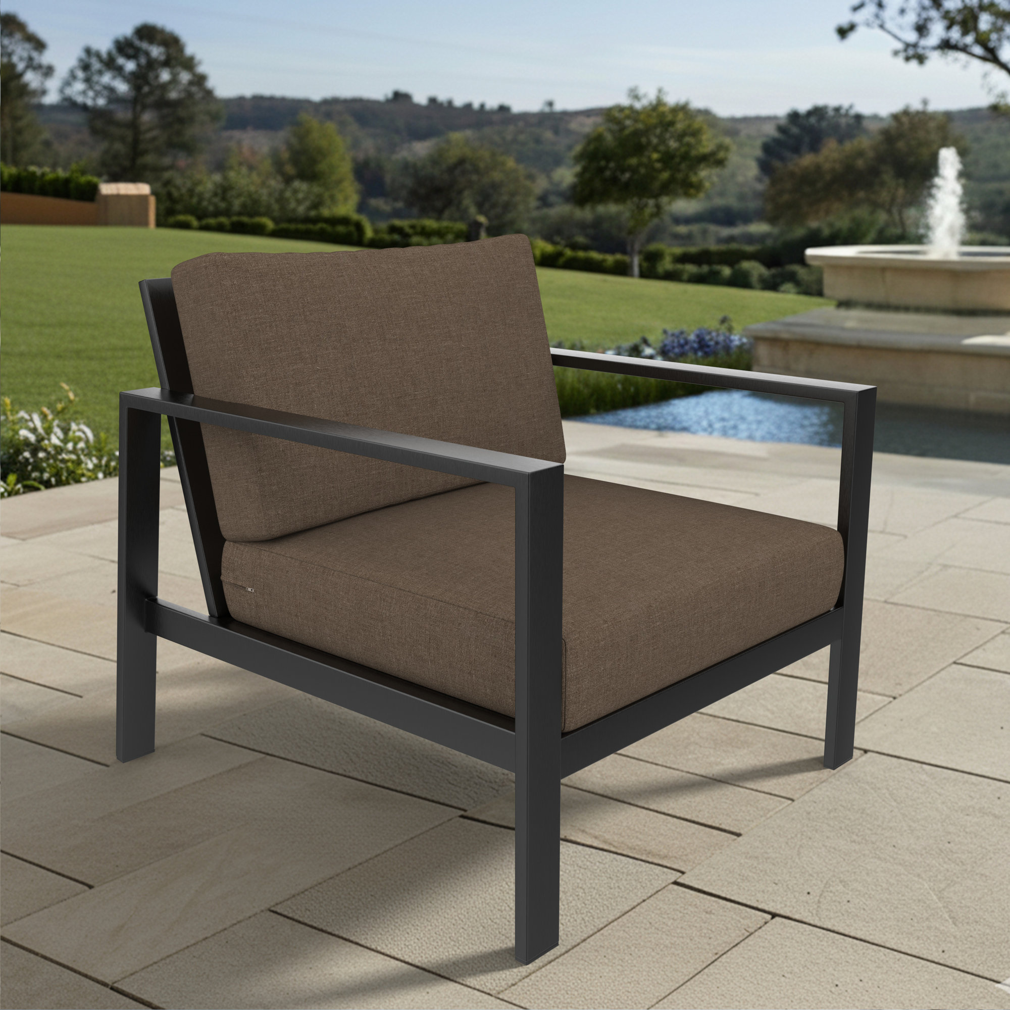 Amala Outdoor Sunbrella® Seat/Back Cushion, Sunbrella® Play Mushroom, 28.5" W x 28.5" D